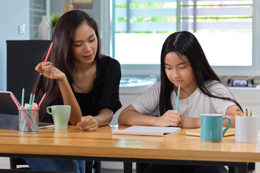 student and tutor together at a desk in New Rochelle